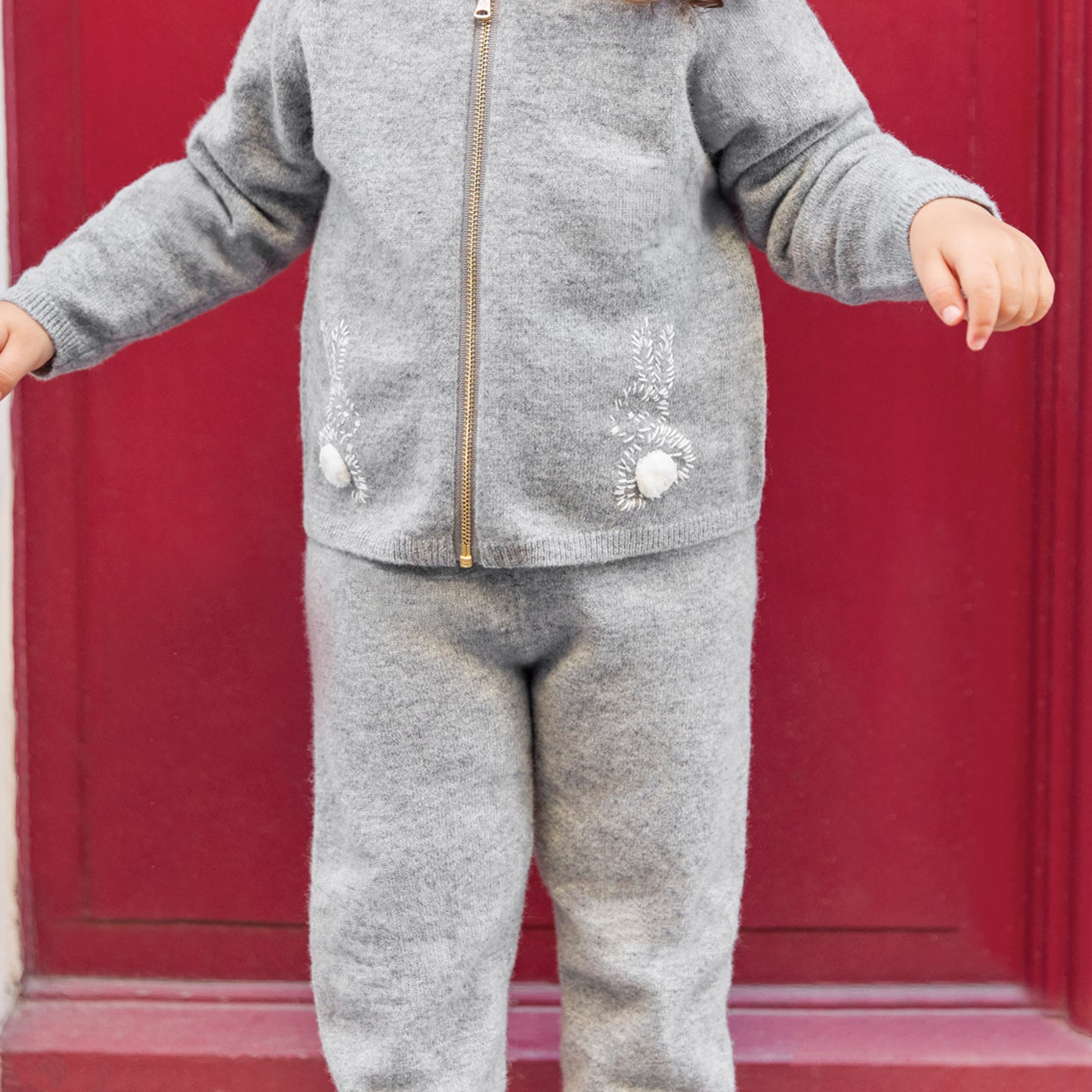 Παιδικό σετ πλεκτό γκρι Rabbit