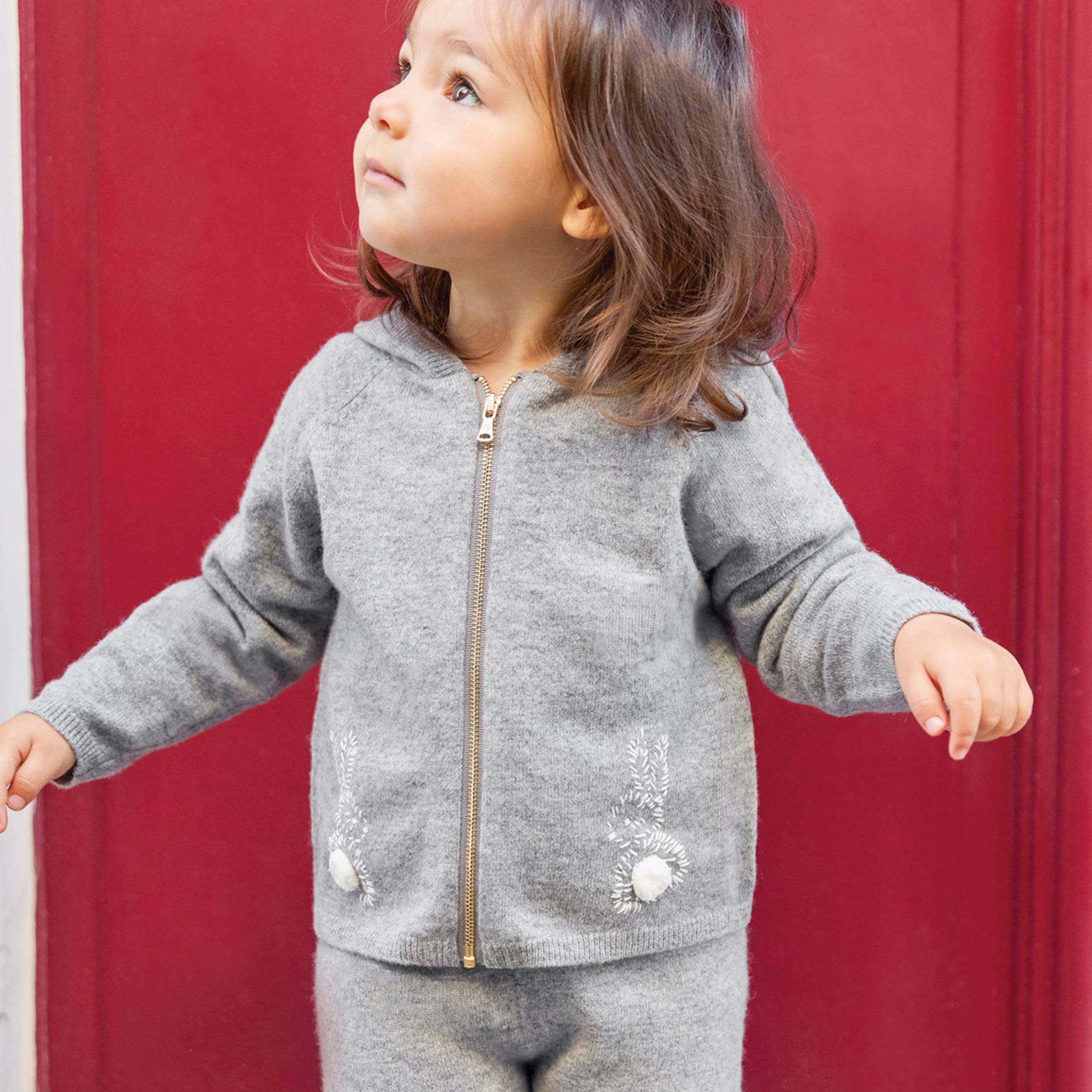 Παιδικό σετ πλεκτό γκρι Rabbit