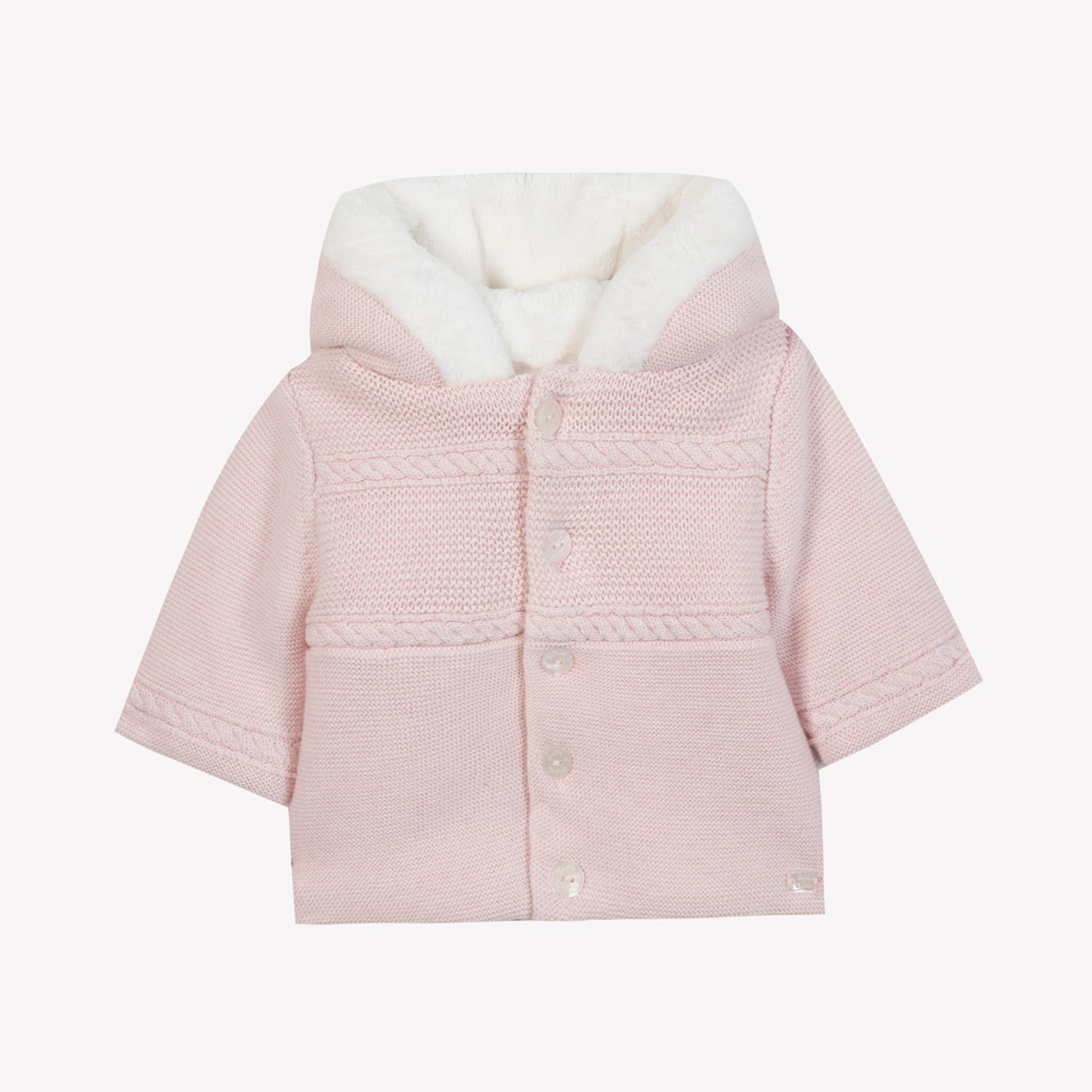 Βρεφικό παλτό πλεκτό ροζ