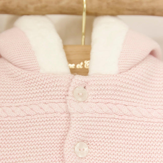Βρεφικό παλτό πλεκτό ροζ