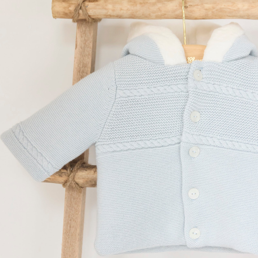 Βρεφικό παλτό πλεκτό γαλάζιο