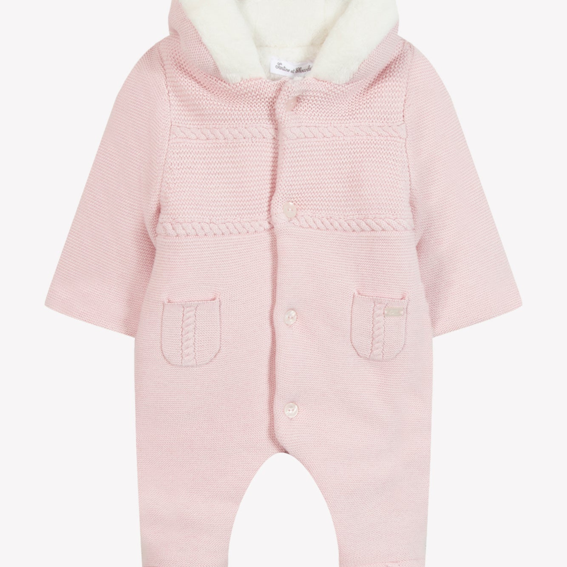 Βρεφικό πλεκτό ολόσωμο φορμάκι ροζ
