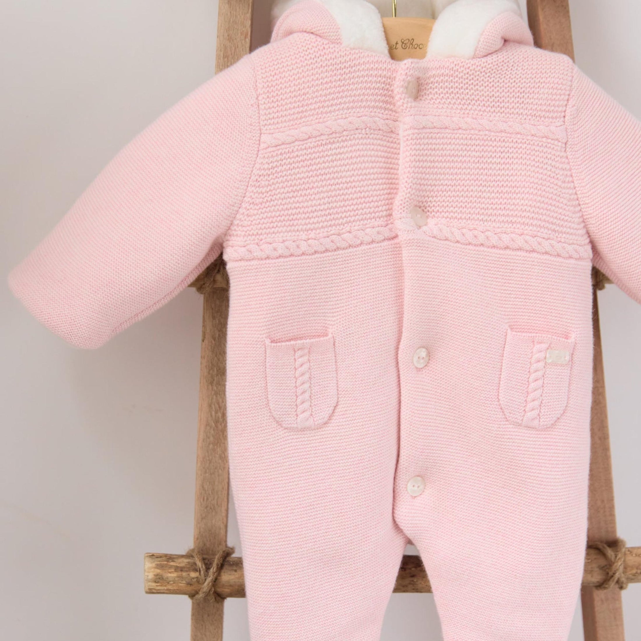 Βρεφικό πλεκτό ολόσωμο φορμάκι ροζ