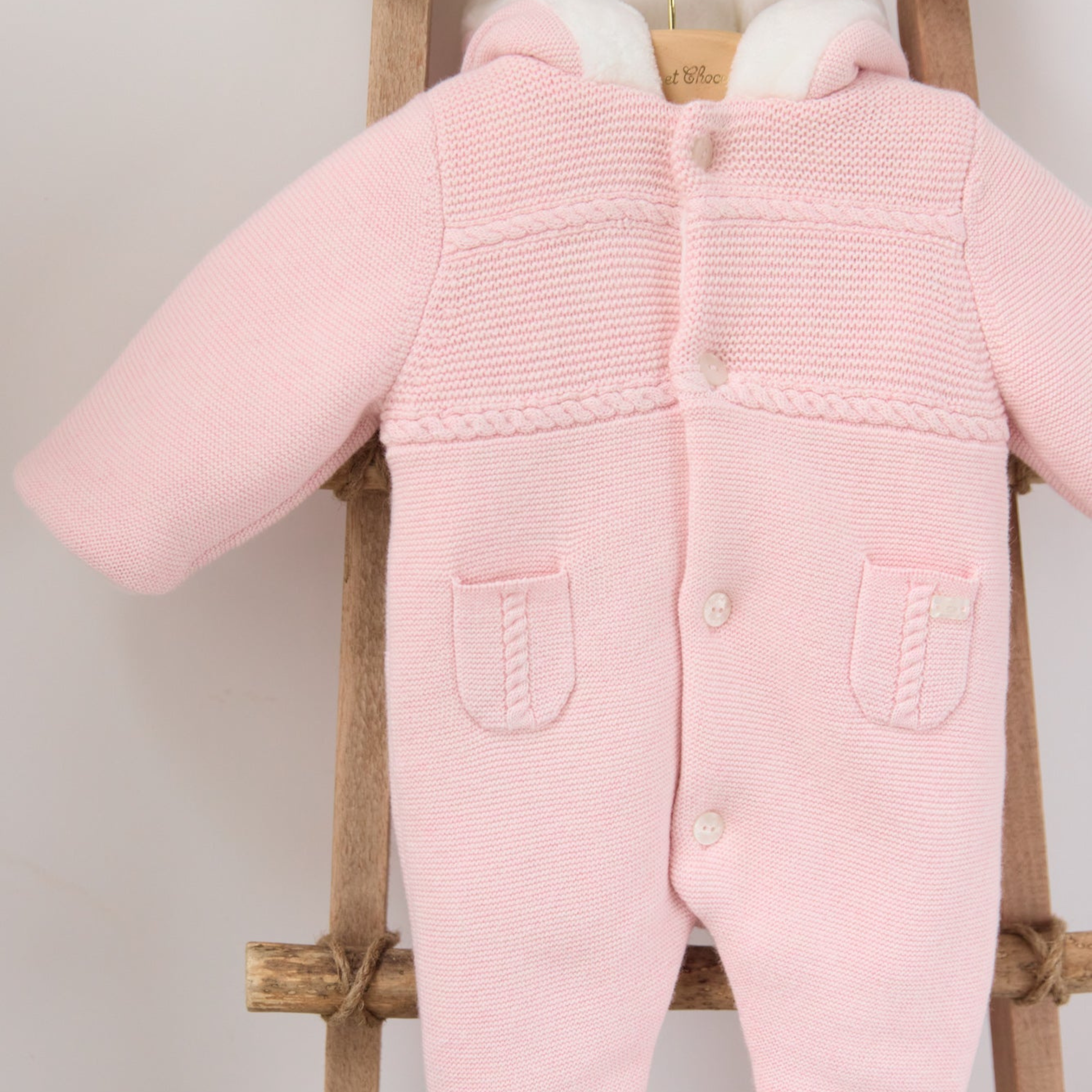 Βρεφικό πλεκτό ολόσωμο φορμάκι ροζ