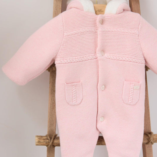Βρεφικό πλεκτό ολόσωμο φορμάκι ροζ