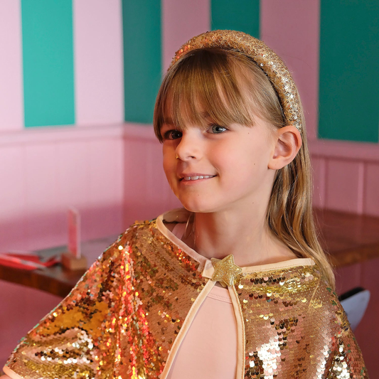 Παιδική στέκα μαλλιών Gold Sequin Padded