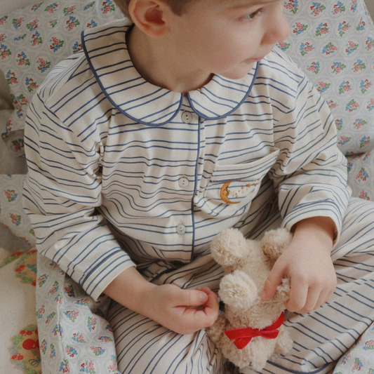 Παιδική πιτζάμα με μπλε ρίγα από βαμβάκι Konges Slojd