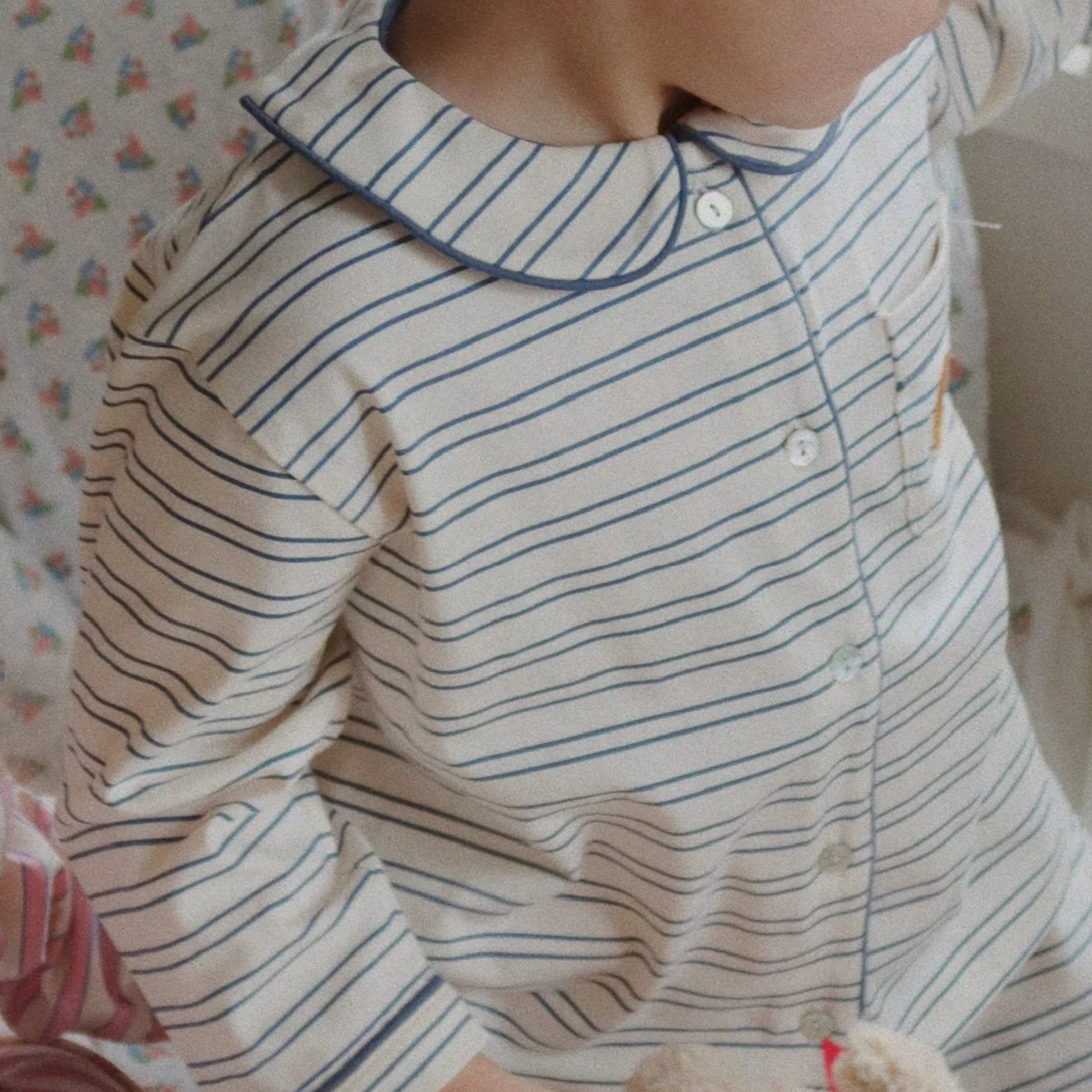 Παιδική πιτζάμα με μπλε ρίγα από βαμβάκι Konges Slojd