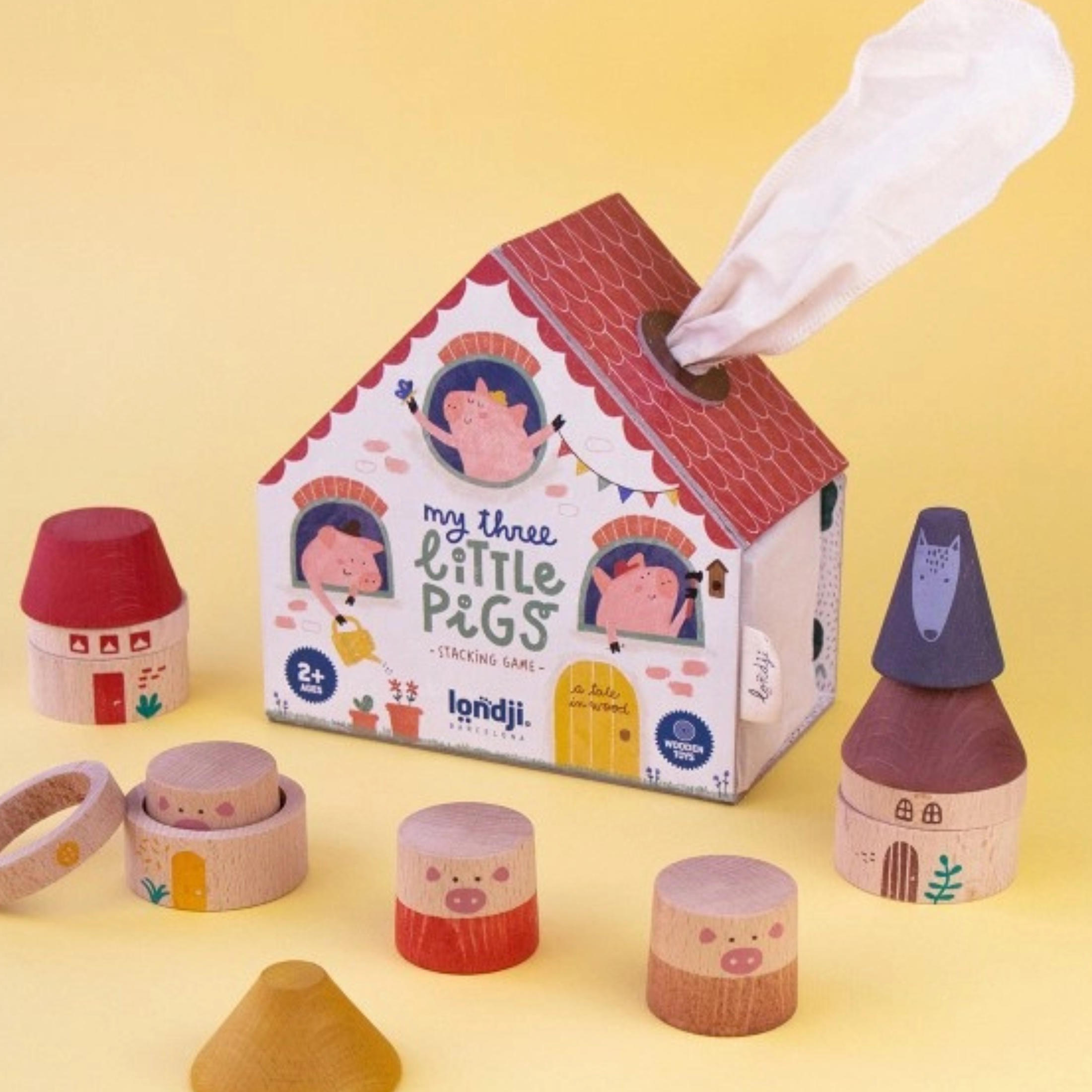 Παιδικό ξύλινο παζλ τα Τρία Μικρά Γουρουνάκια LONDJI