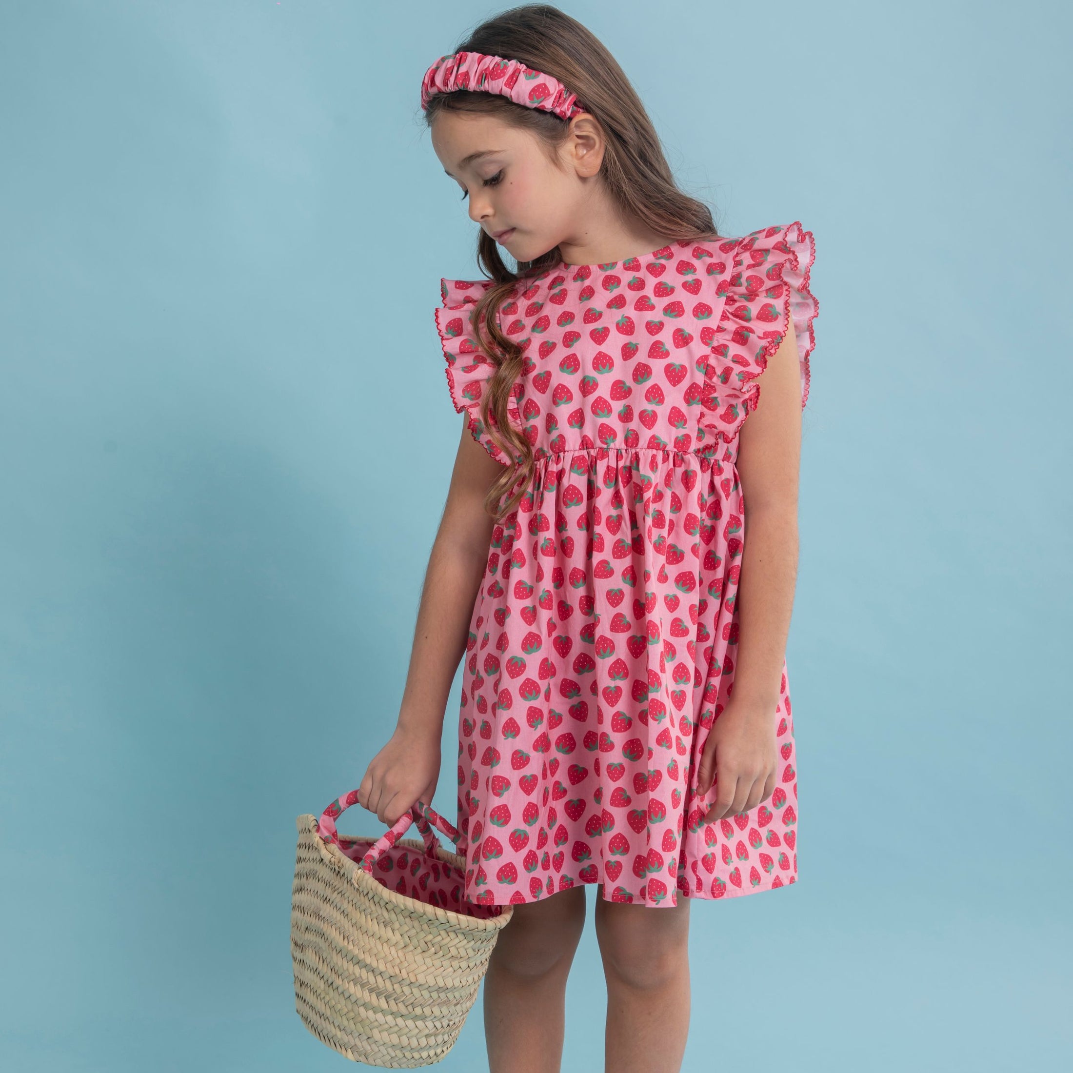 Παιδικό φόρεμα με βολάν Φράουλες Perle D'azur