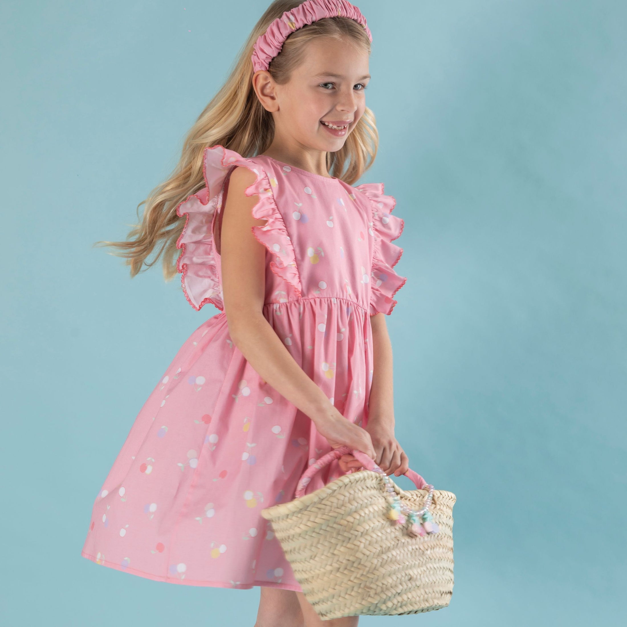 Παιδικό φόρεμα με βολάν Κεράσια Perle D'azur