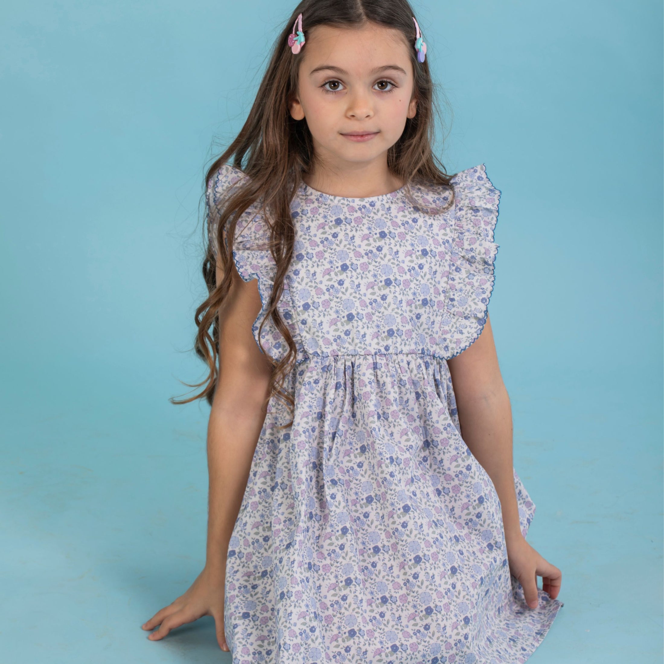 Παιδικό φόρεμα με βολάν Blue floral Perle D'azur