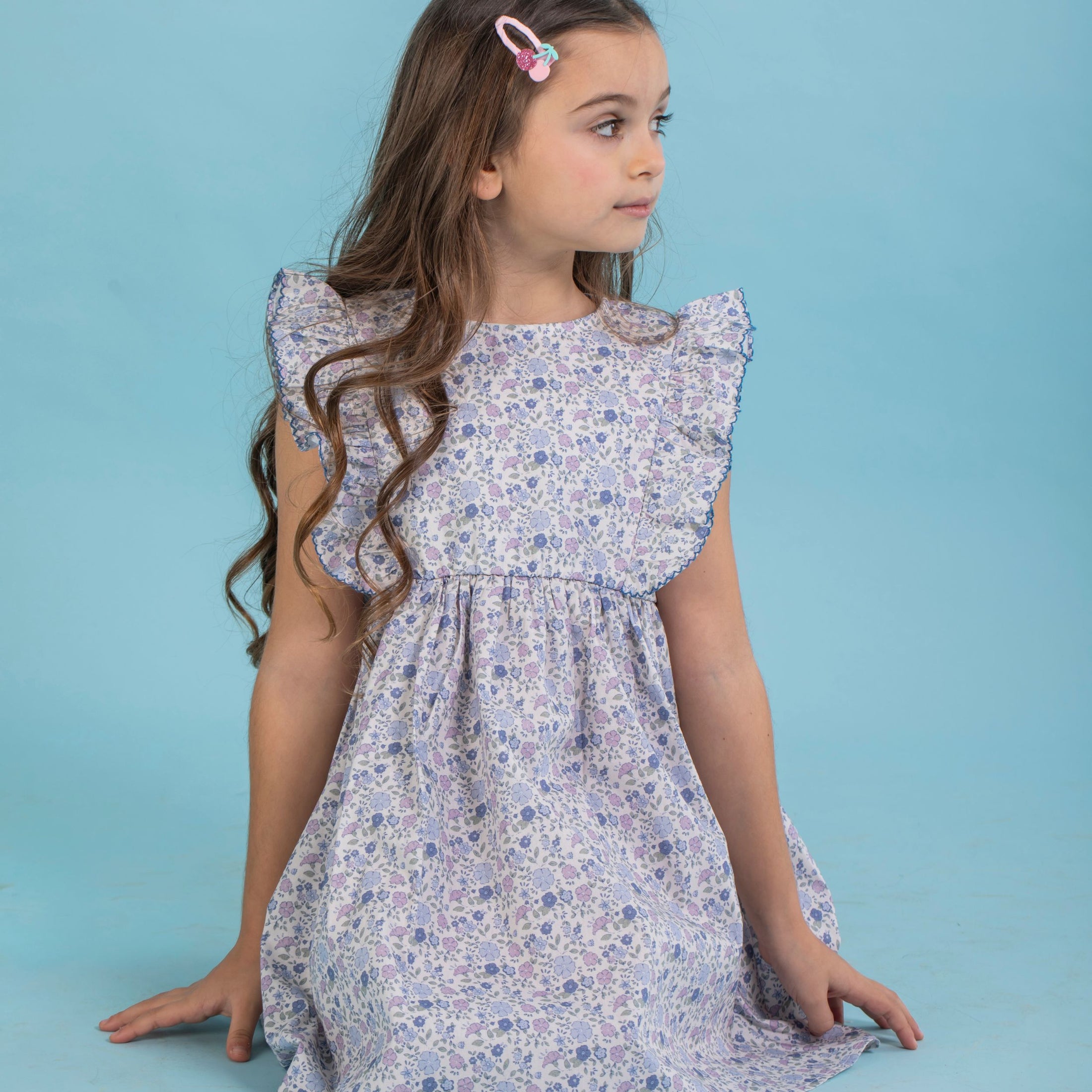 Παιδικό φόρεμα με βολάν Blue floral Perle D'azur