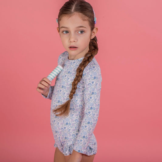 Παιδικό μαγιό μακρυμάνικο Λουλούδια με βολάν Perle D'azur