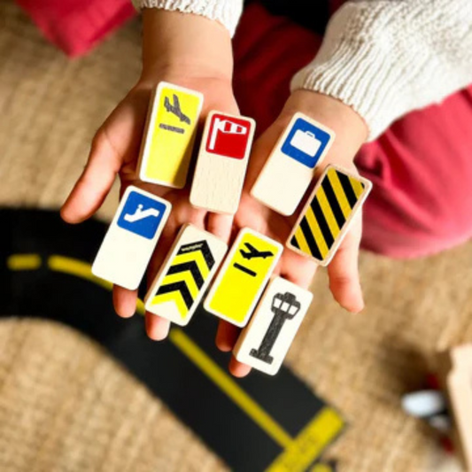 Children's wooden toy blocks - Air traffic signs