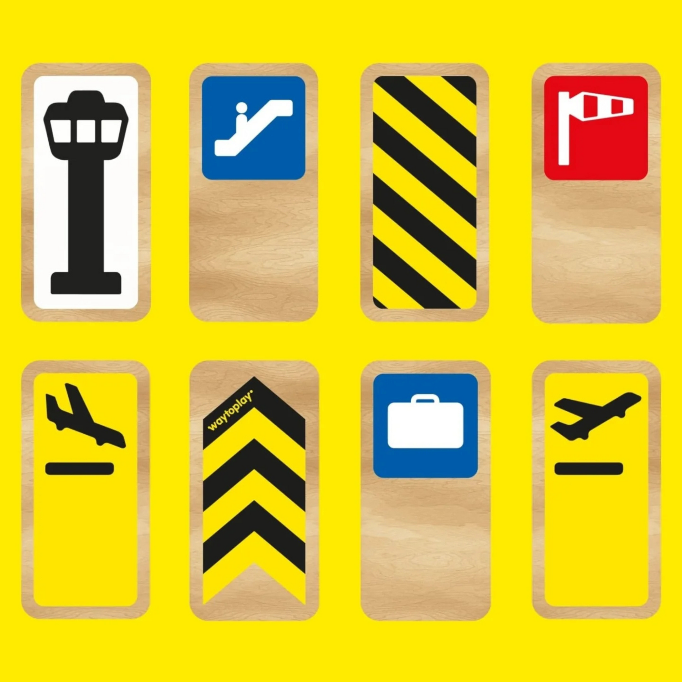 Children's wooden toy blocks - Air traffic signs