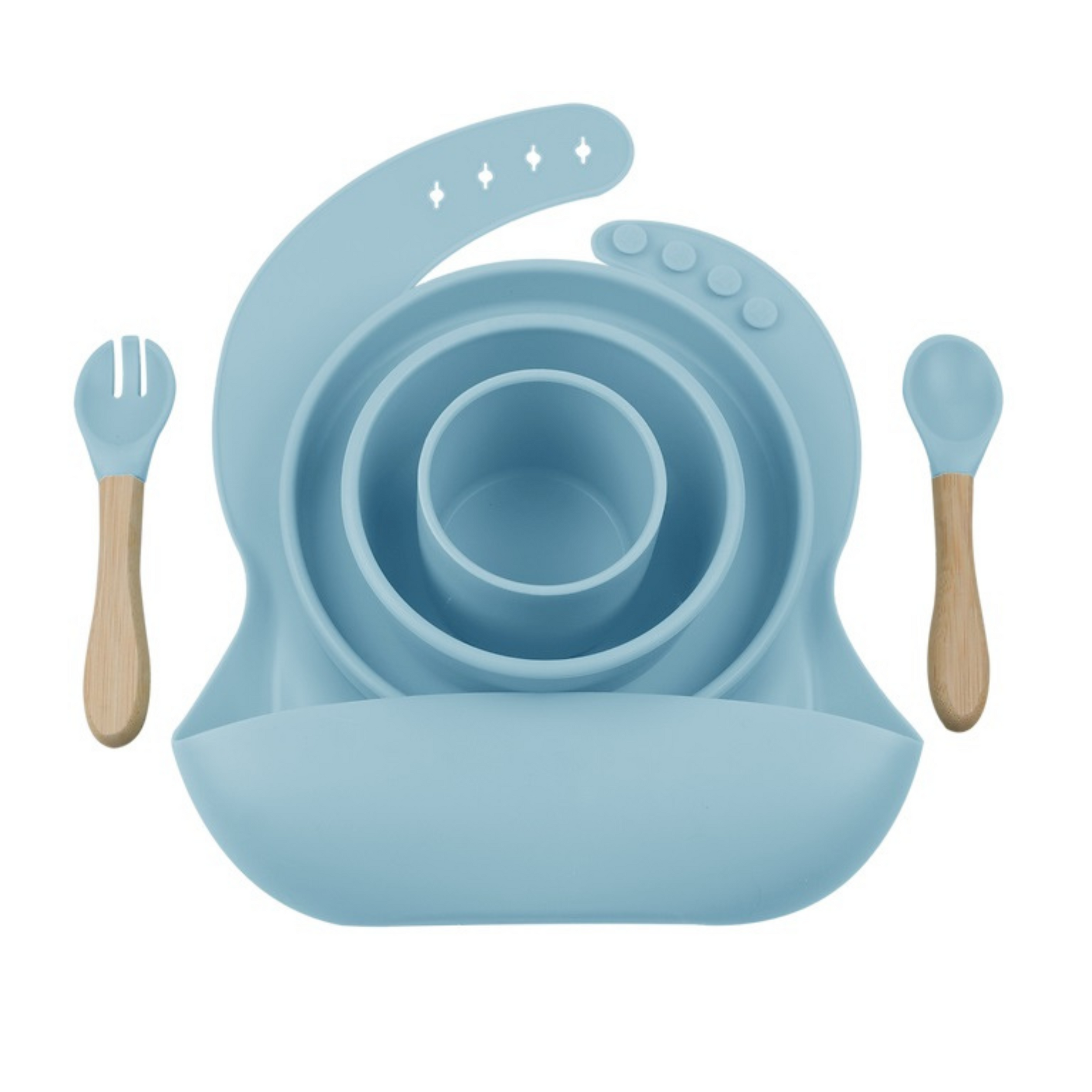 Baby set BLW III made of silicone Mineral Blue