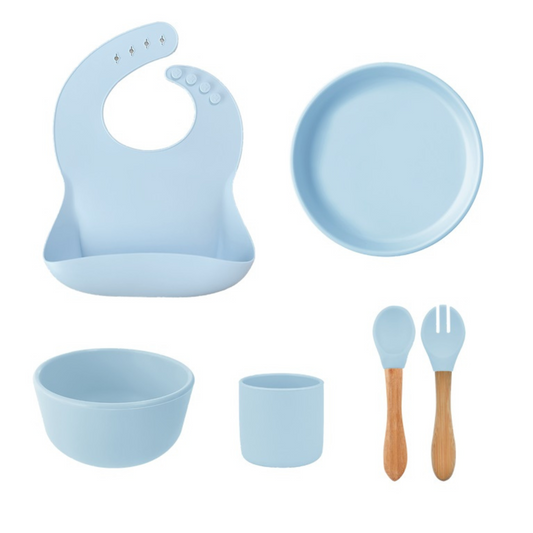 Baby set BLW III made of silicone Mineral Blue