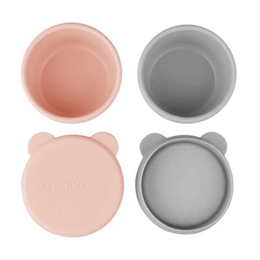 Mini Bites Baby Bowls-Pinky Pink/Powder Grey