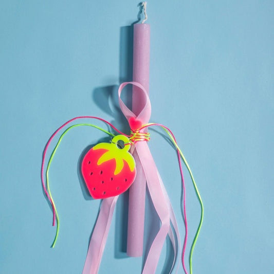 Παιδική πασχαλινή λαμπάδα μπρελόκ Φράουλα Perle D'azur x Mini Cools