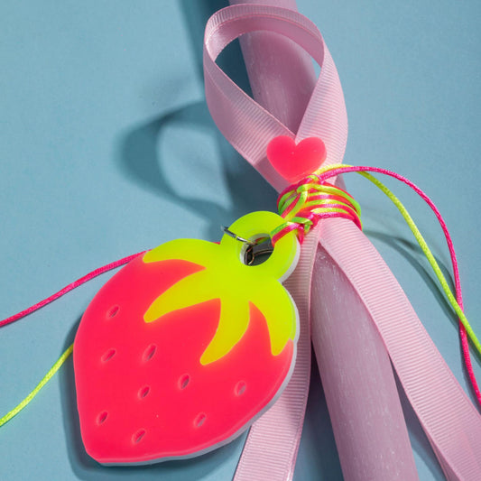 Παιδική πασχαλινή λαμπάδα μπρελόκ Φράουλα Perle D'azur x Mini Cools