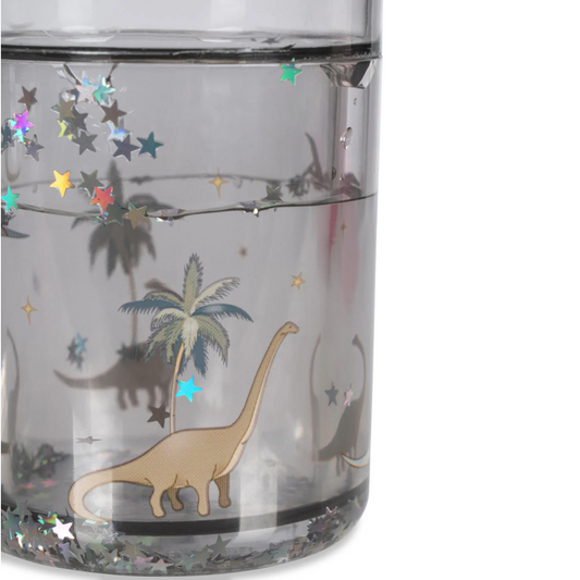 Children's set of 2 glasses with moving glitter Dinosaurs