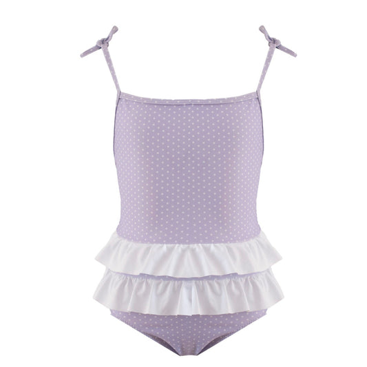 Girls One-Piece Swimsuit Purple Polka Dot Ballerina