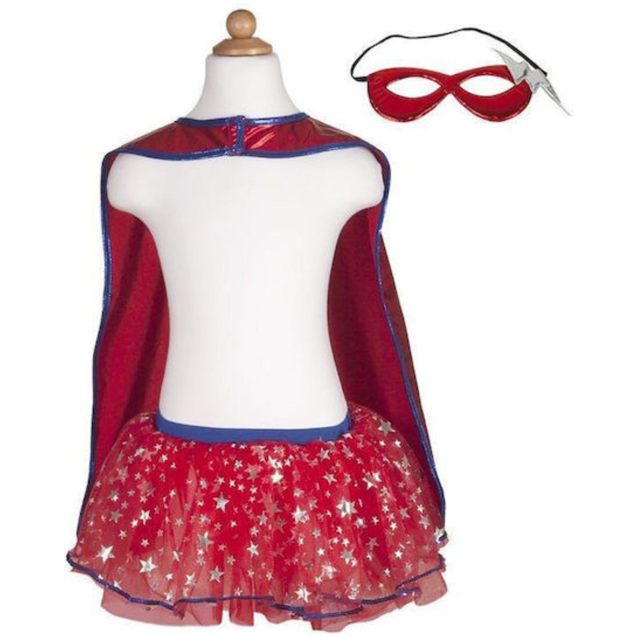 Παιδική αποκριάτικη στολή Σούπερ Ηρωίδα με κάπα και μάσκα Great Pretenders