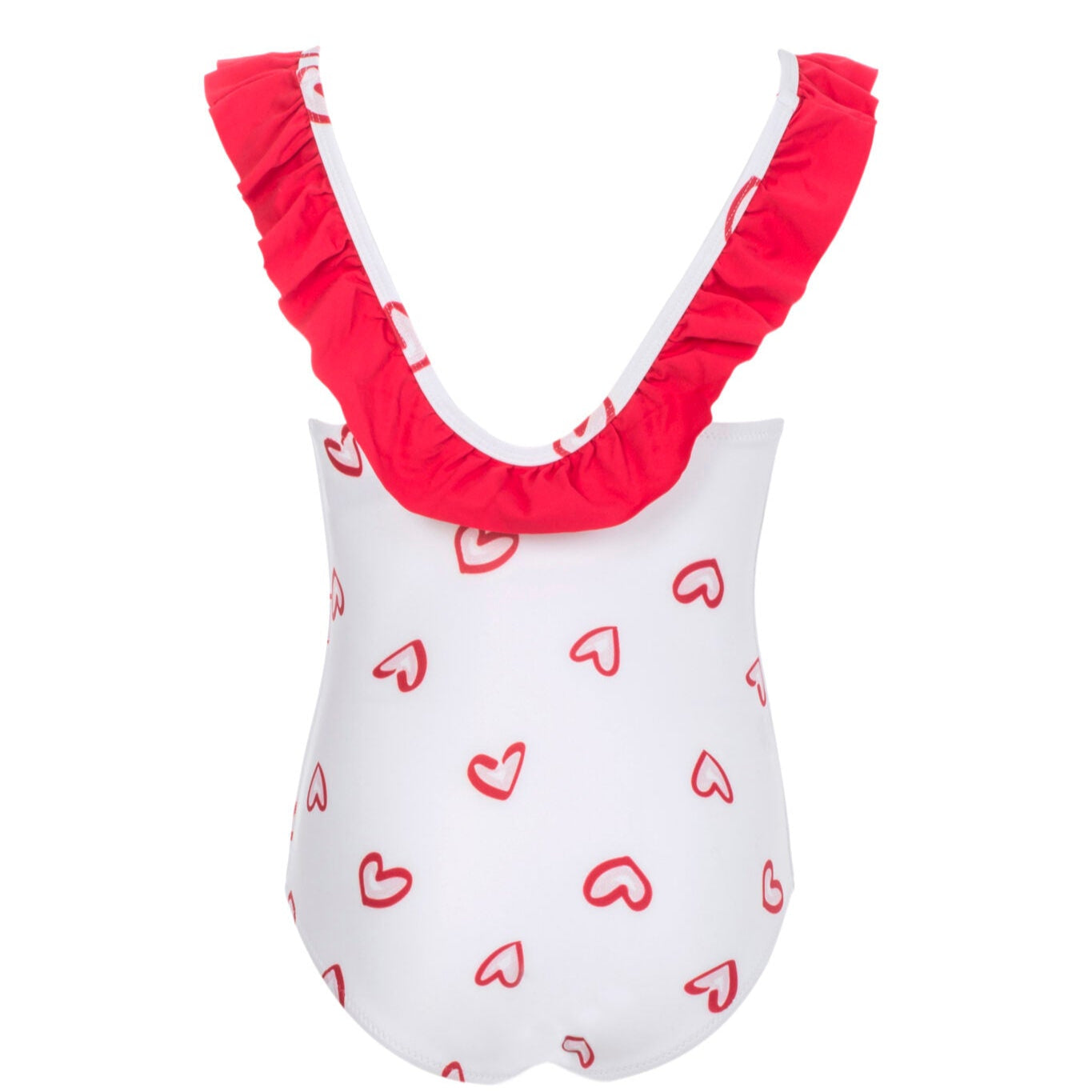 Girls One-Piece Swimsuit Hearts Round Neck