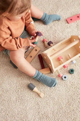 Children's wooden toy set Toolbox