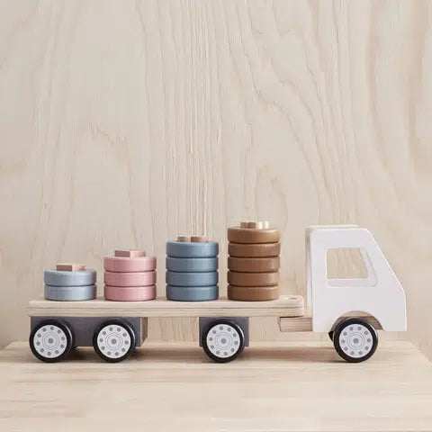 Kids wooden toy Truck with rings