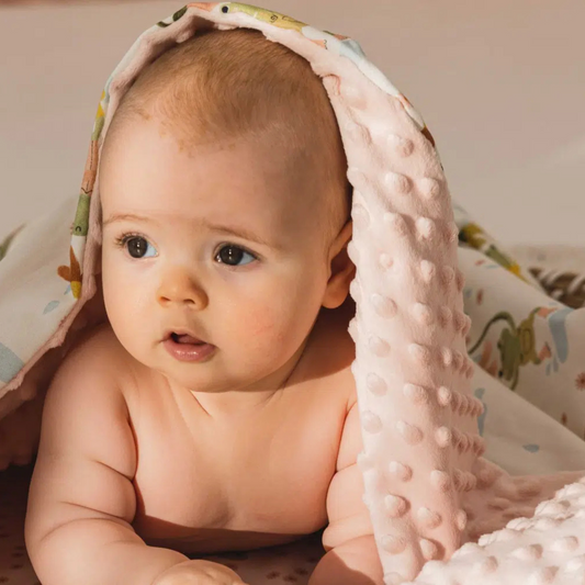 Baby blanket Frogs Minky Powder Pink