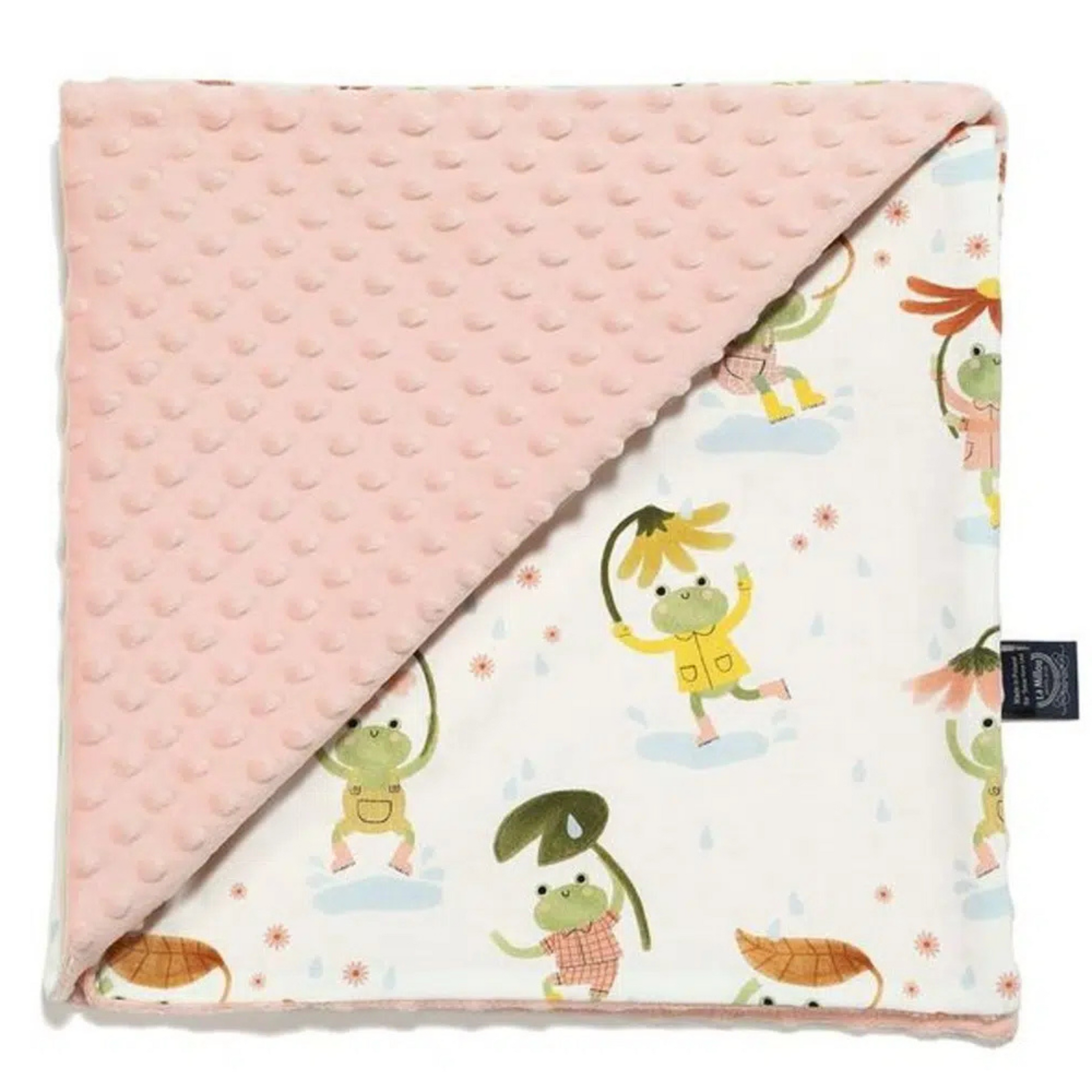 Baby blanket Frogs Minky Powder Pink