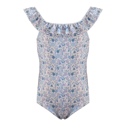 Girls One-Piece Swimsuit with Flowers