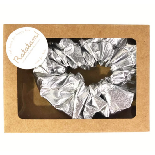 Girls' silver metal scrunchie