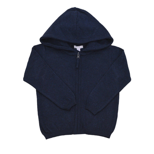 Kids woolen cardigan with hood Blue