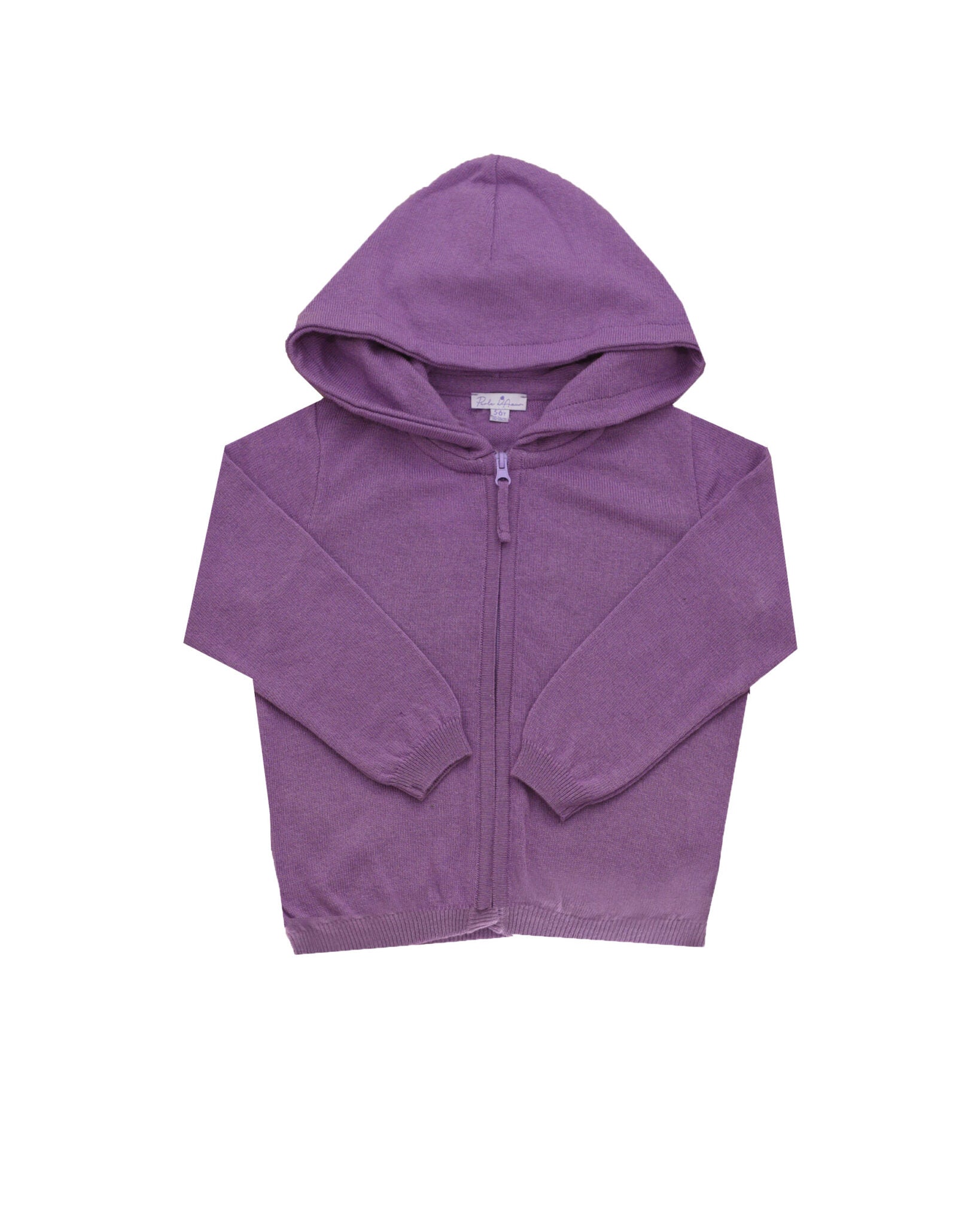 Children's woolen cardigan with hood Purple