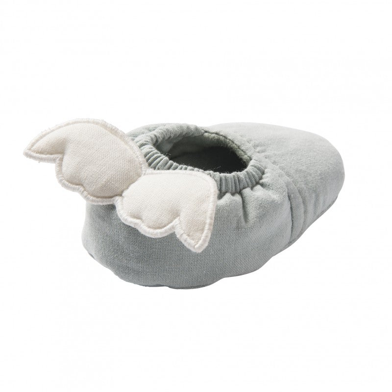 Baby slippers with angel wings Mint/Beige from 0 to 6 months