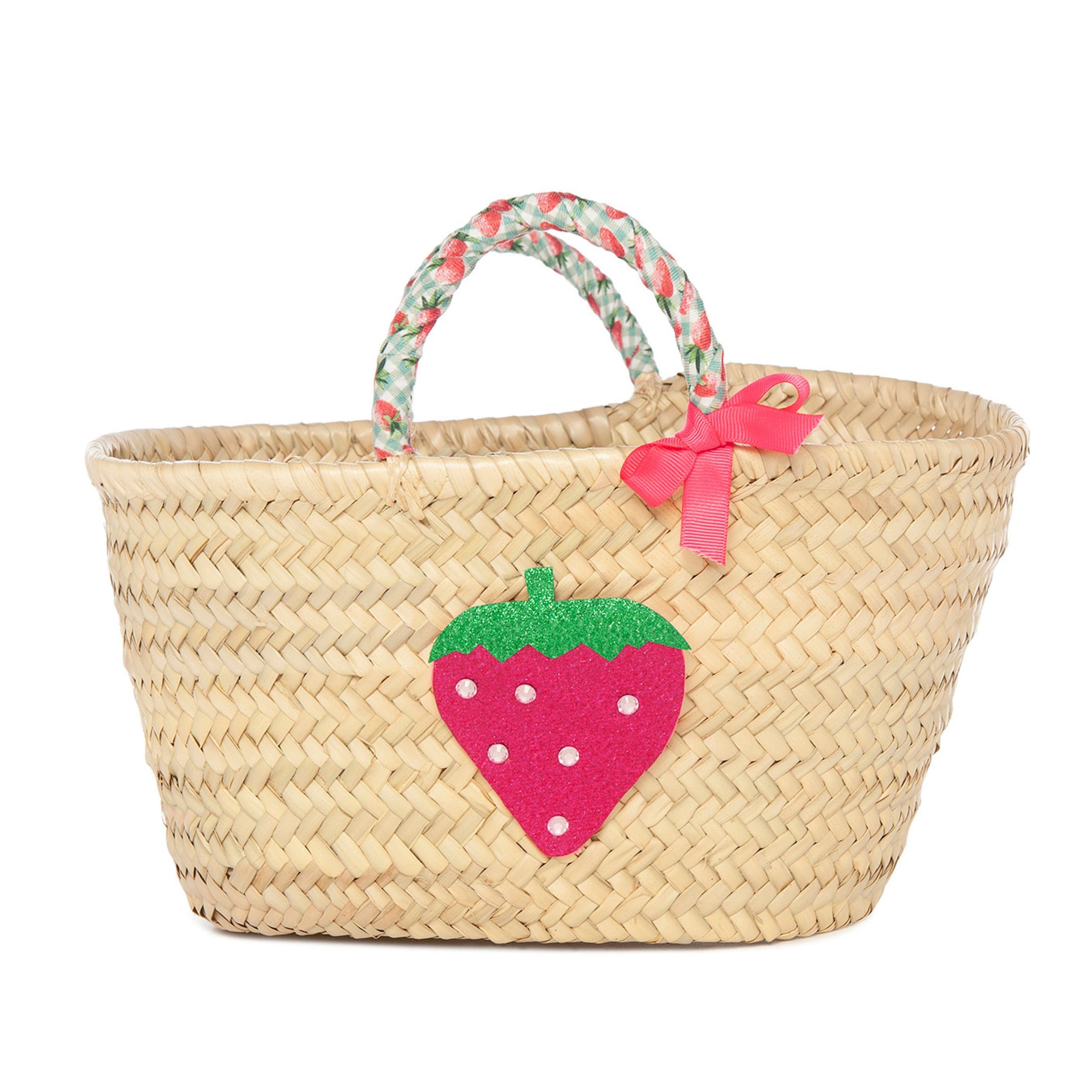 Παιδική πασχαλινή λαμπάδα ροζ με φράουλα & ψάθινο καλάθι Jomalmi Kids