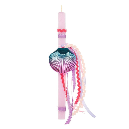 Παιδική πασχαλινή λαμπάδα ροζ με καθρέπτη κοχύλι Jomalmi Kids