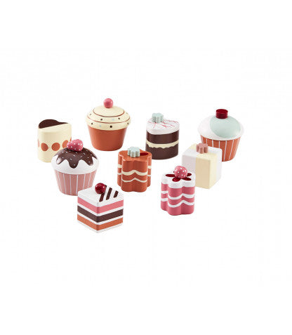 Children's wooden toy set of 9 Sweets