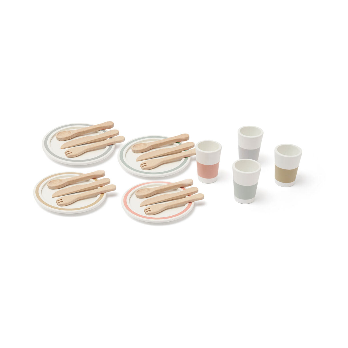 Children's wooden toy food set with 4 Bistrot dishes