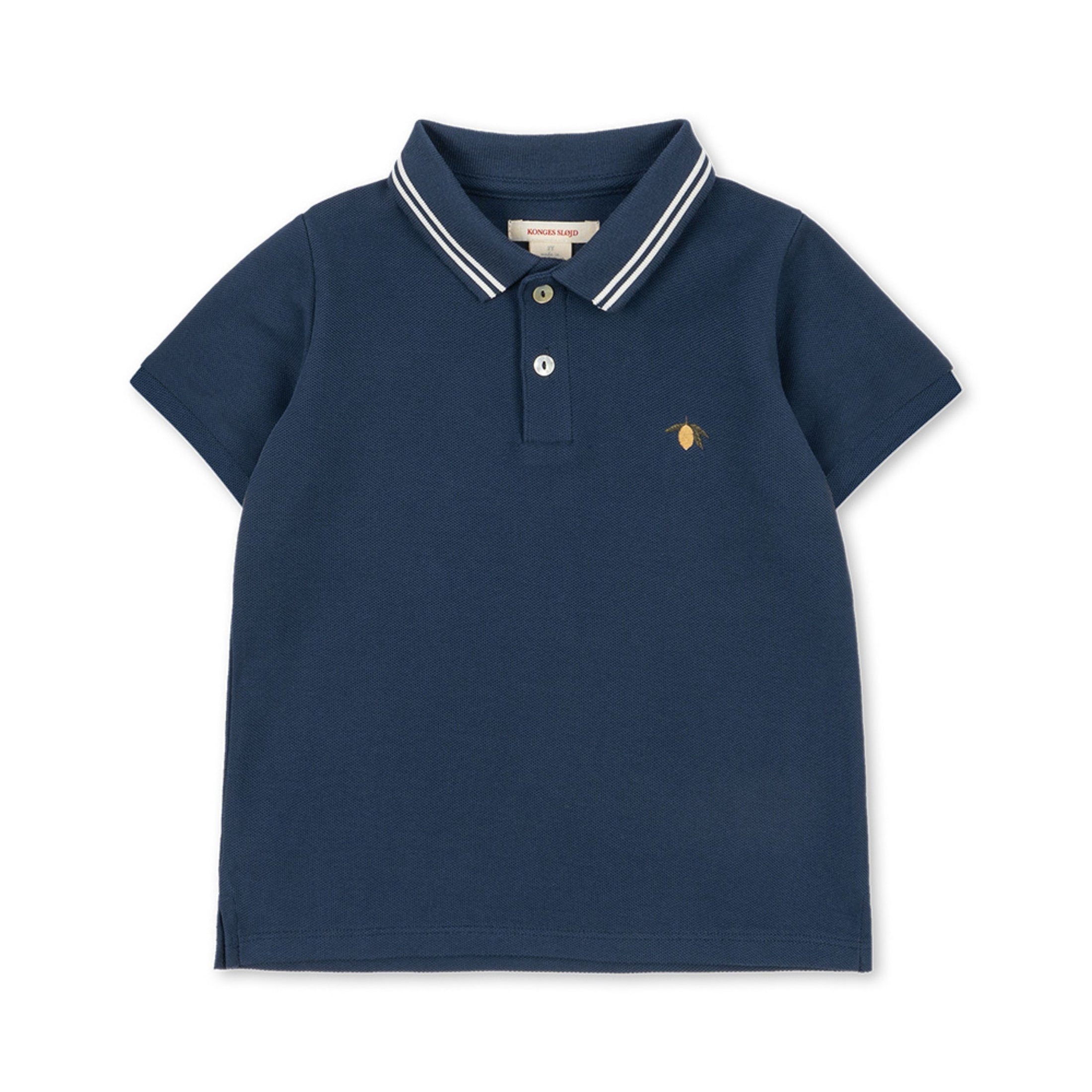 Παιδική μπλούζα πόλο μπλε με σχέδιο λεμόνι Konges Slojd