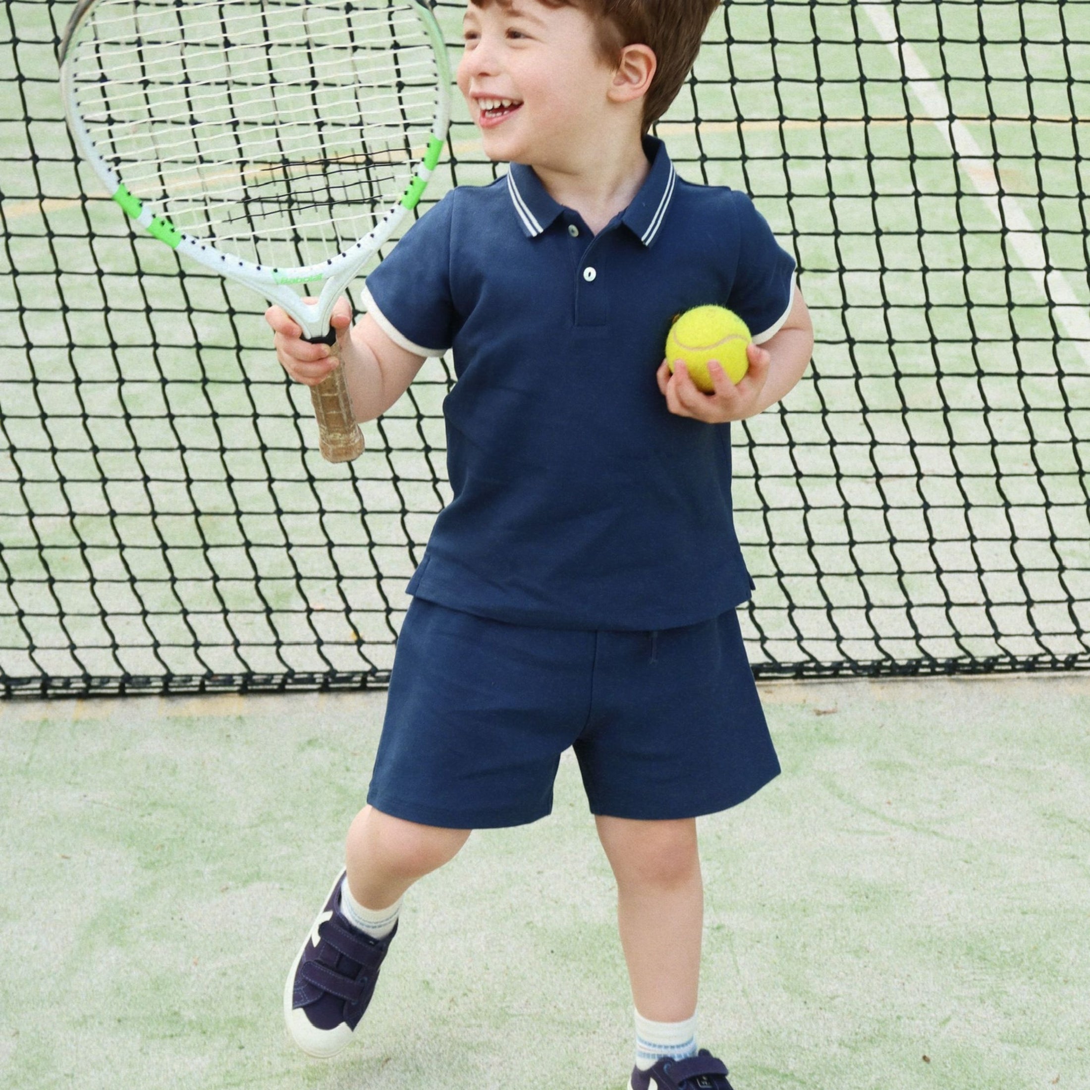 Παιδική μπλούζα πόλο μπλε με σχέδιο λεμόνι Konges Slojd