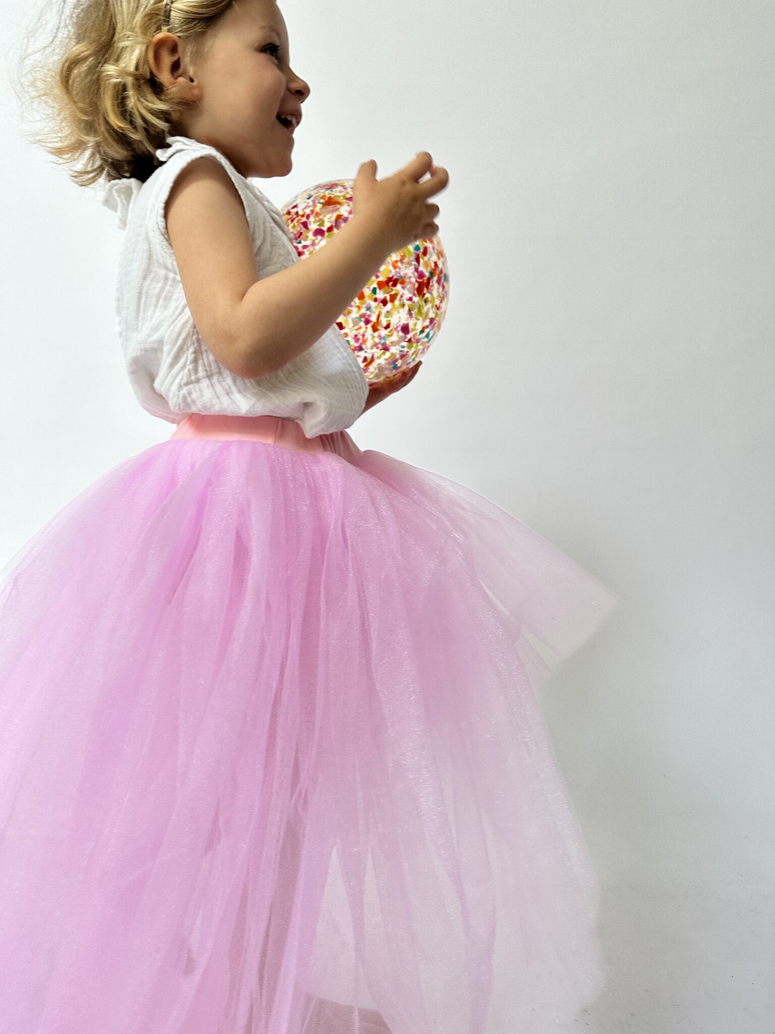 Children's rock tutu long skirt pink