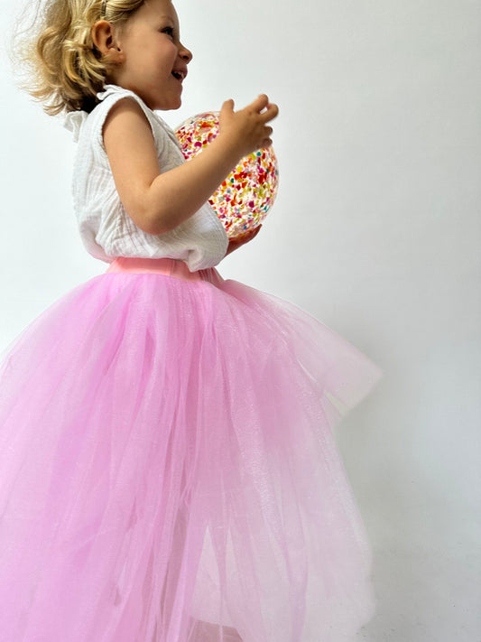 Children's rock tutu long skirt pink