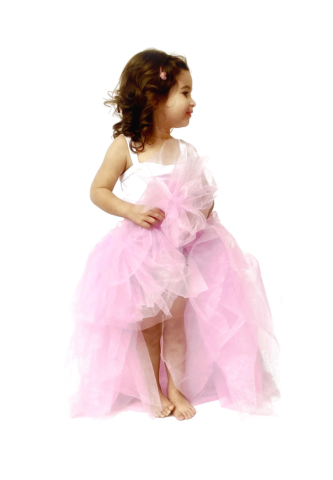 Children's rock tutu long skirt pink