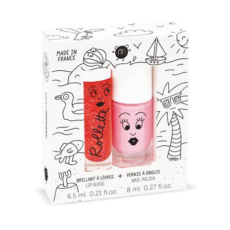 Παιδικό σετ lip gloss+βερνίκι νυχιών Holidays (Fraise-Cookie)