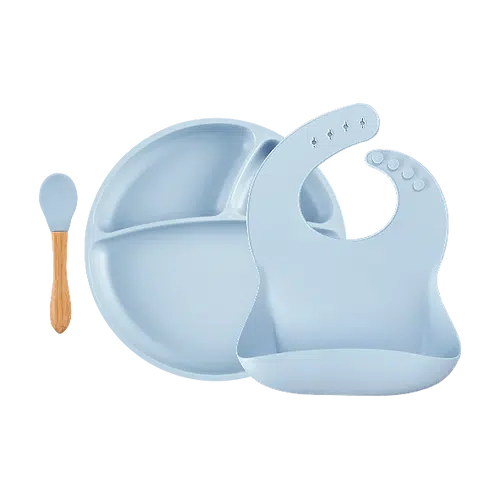 Mineral Blue Silicone BLW II Baby Set