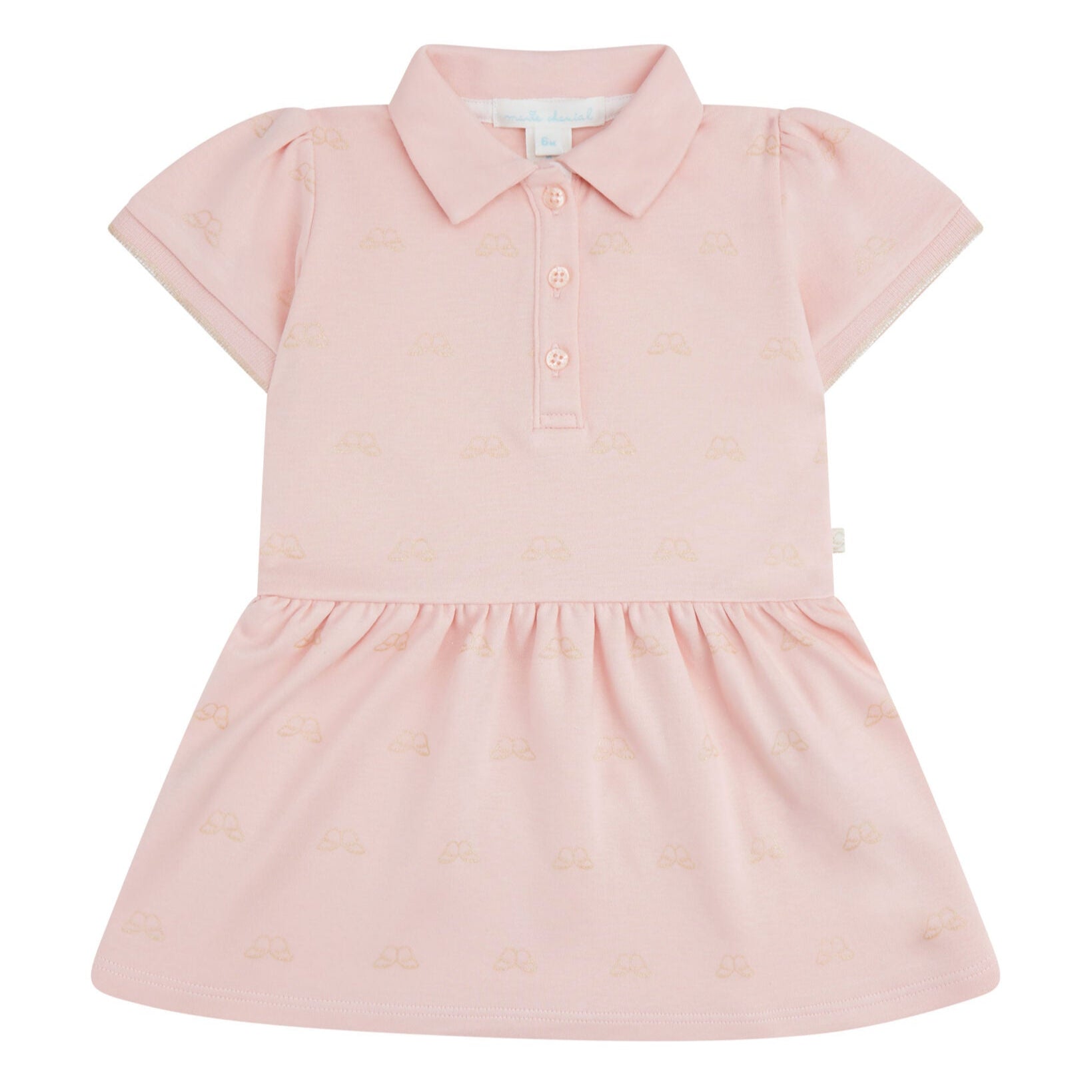 Baby Angel Wing Print Polo Dress Pink